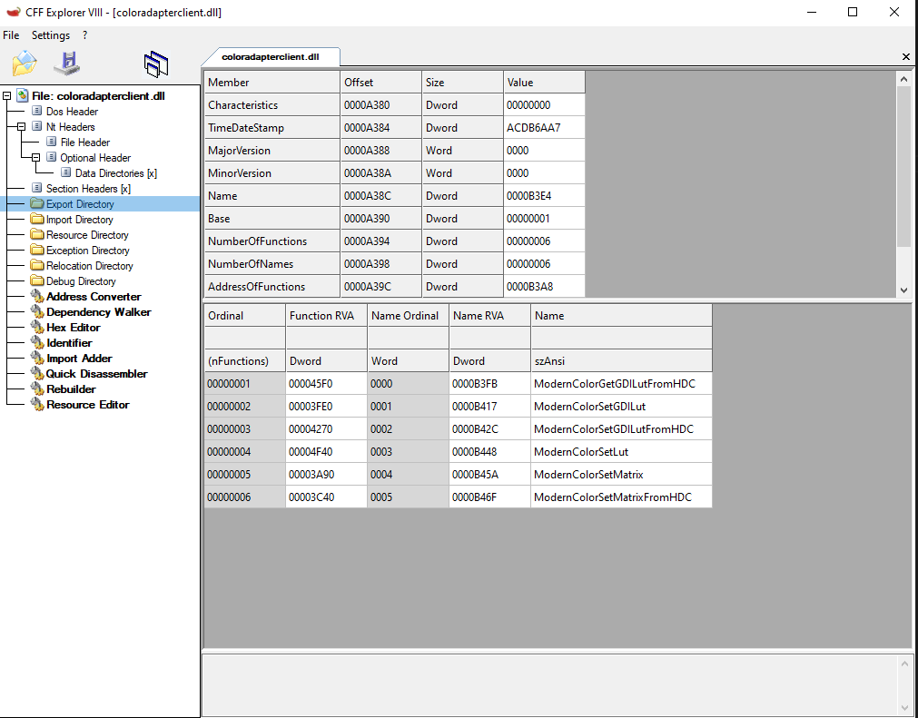 ColorAdapterClient DLL export
